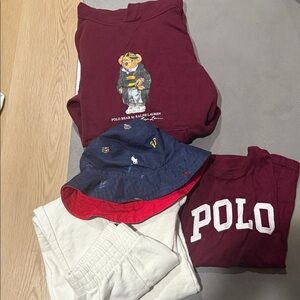 Polo by Ralph Lauren Kids Maroon Sweatshirt and T-Shirt Set